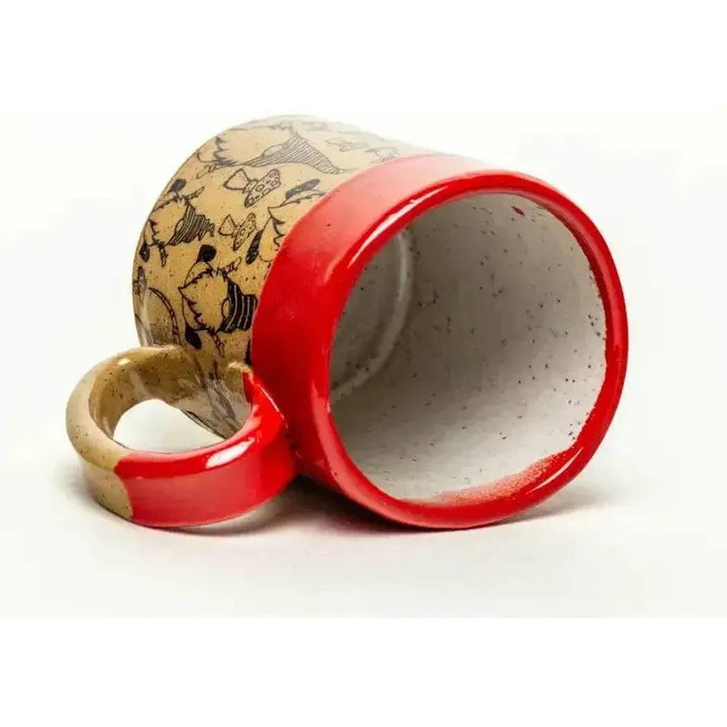 White Squirrel Clayworks Limited Winter Gnome Handmade Ceramic Red 12 oz Mug-Camping - Cooking - Dishware-White Squirrel Clayworks-Appalachian Outfitters